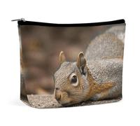QMNBTES Squirrel Just Laying Travel Makeup Bag Large Toiletry Bag for Women Waterproof Cosmetic Bags for Purse Portable Makeup Organizer Bags Cute Zipper Pouch Cosmetic Pouch Funny Travel Makeupbag