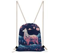 QMNBTES Starry Night Alpaca Drawstring Backpack Foldable Gym Sackpack for Basketball Soccer Swim Yoga Sport Gear Beach