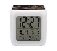 QMNBTES Steam Tank Model Color Changing Alarm Clock with 7 Soft LED Colors 3.1" Cube Silent Night Light with Time Date Temperature Display Battery-Powered for Bedroom Dorm Nursery Room Decor