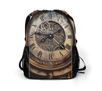 QMNBTES Steampunk Clock Drawstring Backpack Bags Gym Backpack with Shoe Compartment for Women Men Cinch Sack Sports Backpack with Mesh Pockets, Style, 45.5x41.5x36cm, Travel Backpacks