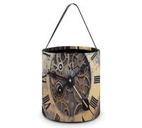 QMNBTES Steampunk Clock Halloween Tote Treat Bags Reusable Goodie Candy Bags with Handle Large Snack Baggies Tote Bucket for Gifts Wrapping Holiday Party Favor Supplies