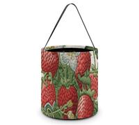 QMNBTES Strawberry Embroidery Halloween Tote Treat Bags Reusable Goodie Candy Bags with Handle Large Snack Baggies Tote Bucket for Gifts Wrapping Holiday Party Favor Supplies