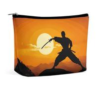 QMNBTES Sun Karate Silhouette Travel Makeup Bag Large Toiletry Bag for Women Waterproof Cosmetic Bags for Purse Portable Makeup Organizer Bags Cute Zipper Pouch Cosmetic Pouch Funny Travel Makeupbag