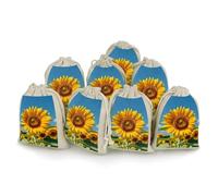 QMNBTES Sunflower Blooming Flowers Drawstring Gift Bags 8PCS Muslin Bags Drawstring Bags Muslin Bags Fabric Gift Bags Small Drawstring Bags Cloth Gift Bags Gift Wrap Bags Drawstring Gift Pouch