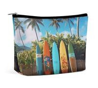 QMNBTES Surf's Up Surfboard Travel Makeup Bag Large Toiletry Bag for Women Waterproof Cosmetic Bags for Purse Portable Makeup Organizer Bags Cute Zipper Pouch Cosmetic Pouch Funny Travel Makeupbag