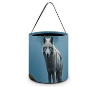 QMNBTES The White Wolf on The Rock Halloween Tote Treat Bags Reusable Goodie Candy Bags with Handle Large Snack Baggies Tote Bucket for Gifts Wrapping Holiday Party Favor Supplies