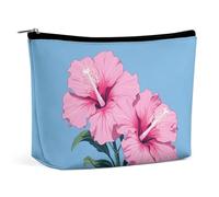 QMNBTES Two Hibiscus Flowers Travel Makeup Bag Large Toiletry Bag for Women Waterproof Cosmetic Bags for Purse Portable Makeup Organizer Bags Cute Zipper Pouch Cosmetic Pouch Funny Travel Makeupbag