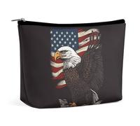QMNBTES USA Patriotic Eagle Travel Makeup Bag Large Toiletry Bag for Women Waterproof Cosmetic Bags for Purse Portable Makeup Organizer Bags Cute Zipper Pouch Cosmetic Pouch Funny Travel Makeupbag
