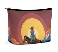 QMNBTES West Cowboy Travel Makeup Bag Large Toiletry Bag for Women Waterproof Cosmetic Bags for Purse Portable Makeup Organizer Bags Cute Zipper Pouch Cosmetic Pouch Funny Travel Makeupbag