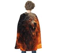 QMNBTES Wild Wolf in The Fire Halloween Cape Adult Reversible Medieval Cloak Renaissance Costume for Cosplay Party Masquerade
