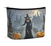 QMNBTES Witches Travel Makeup Bag Large Toiletry Bag for Women Waterproof Cosmetic Bags for Purse Portable Makeup Organizer Bags Cute Zipper Pouch Cosmetic Pouch Funny Travel Makeupbag