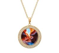 QMNBTES Women's Antelope Canyon Diamond Necklace Round Pendant Necklace 19.7 Inch Adjustable Chain Memorial Necklaces for Friendship Couple Everyday Wear Jewelry Gift for Girlfriend Wife Mom, One Size