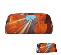 QMNEHJ Pencil Case Large Capacity Pencil Pouch PU Leather Pen Case Antelope Canyon Small Zipper Stationery Pouch Aesthetic Pen Bag Portable Makeup Pouch for Men Women