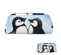 QMNEHJ Pencil Case Large Capacity Pencil Pouch PU Leather Pen Case I Love Penguins Small Zipper Stationery Pouch Aesthetic Pen Bag Cute Pencil Box Portable Makeup Pouch for Men Women