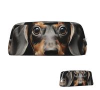 QMNEHJ Pencil Case Large Capacity Pencil Pouch PU Leather Pen Case Pad Dachshund Small Zipper Stationery Pouch Aesthetic Pen Bag Cute Pencil Box Portable Makeup Pouch for Men Women