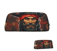QMNEHJ Pencil Case Large Capacity Pencil Pouch PU Leather Pen Case Pirate Captain Small Zipper Stationery Pouch Aesthetic Pen Bag Cute Pencil Box Portable Makeup Pouch for Men Women