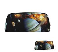 QMNEHJ Pencil Case Large Capacity Pencil Pouch PU Leather Pen Case Planet Jupiter Small Zipper Stationery Pouch Aesthetic Pen Bag Portable Makeup Pouch for Men Women