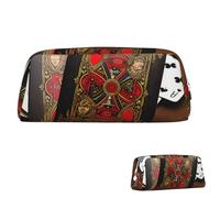 QMNEHJ Pencil Case Large Capacity Pencil Pouch PU Leather Pen Case Playing Cards Small Zipper Stationery Pouch Aesthetic Pen Bag Cute Pencil Box Portable Makeup Pouch for Men Women