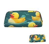 QMNEHJ Pencil Case Large Capacity Pencil Pouch PU Leather Pen Case Rubber Ducks Small Zipper Stationery Pouch Aesthetic Pen Bag Portable Makeup Pouch for Men Women