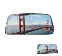 QMNEHJ Pencil Case Large Capacity Pencil Pouch PU Leather Pen Case San Francisco Golden Gate Bridge Small Zipper Stationery Pouch Aesthetic Pen Bag Portable Makeup Pouch for Men Women