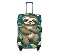 QMNEHJ Travel Luggage Cover Adorable Sloth Suitcase Cover Protector Elastic Luggage Protector Anti-Scratch Travel Baggage Covers Waterproof Suitcase Sleeve Fits 18-32 Inch Suitcases, Black, L