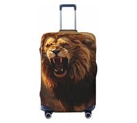 QMNEHJ Travel Luggage Cover Angry Roaring Lion Suitcase Cover Protector Elastic Luggage Protector Anti-Scratch Travel Baggage Covers Waterproof Suitcase Sleeve Fits 18-32 Inch Suitcases, Black, S