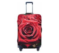 QMNEHJ Travel Luggage Cover Beautiful Red Rose Suitcase Cover Protector Elastic Luggage Protector Anti-Scratch Travel Baggage Covers Waterproof Suitcase Sleeve Fits 18-32 Inch Suitcases, Black, XL
