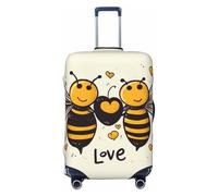 QMNEHJ Travel Luggage Cover Bee Love Honey Suitcase Cover Protector Elastic Luggage Protector Anti-Scratch Travel Baggage Covers Waterproof Suitcase Sleeve Fits 18-32 Inch Suitcases, Black, XL