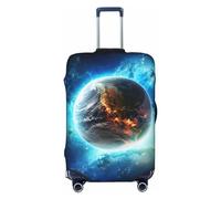 QMNEHJ Travel Luggage Cover Blue Earth In The Space Suitcase Cover Protector Elastic Luggage Protector Anti-Scratch Travel Baggage Covers Waterproof Suitcase Sleeve Fits 18-32 Inch Suitcases, Black