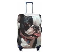 QMNEHJ Travel Luggage Cover Boston Terrier Suitcase Cover Protector Elastic Luggage Protector Anti-Scratch Travel Baggage Covers Waterproof Suitcase Sleeve Fits 18-32 Inch Suitcases, Black, S