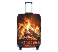 QMNEHJ Travel Luggage Cover Burning Firewood Large Fireplace Suitcase Cover Protector Elastic Luggage Protector Anti-Scratch Travel Baggage Covers Waterproof Suitcase Sleeve Fits 18-32 Inch Suitcases