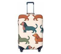 QMNEHJ Travel Luggage Cover Cute Dachshound Dogs Suitcase Cover Protector Elastic Luggage Protector Anti-Scratch Travel Baggage Covers Waterproof Suitcase Sleeve Fits 18-32 Inch Suitcases, Black, XL