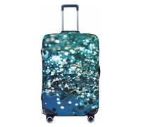 QMNEHJ Travel Luggage Cover Glittered Blue Background Suitcase Cover Protector Elastic Luggage Protector Anti-Scratch Travel Baggage Covers Waterproof Suitcase Sleeve Fits 18-32 Inch Suitcases, Black