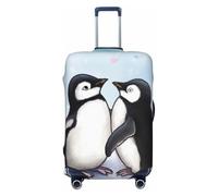 QMNEHJ Travel Luggage Cover I Love Penguins Suitcase Cover Protector Elastic Luggage Protector Anti-Scratch Travel Baggage Covers Waterproof Suitcase Sleeve Fits 18-32 Inch Suitcases, Black, L
