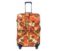 QMNEHJ Travel Luggage Cover I Love Pizza Suitcase Cover Protector Elastic Luggage Protector Anti-Scratch Travel Baggage Covers Waterproof Suitcase Sleeve Fits 18-32 Inch Suitcases, Black, L