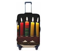 QMNEHJ Travel Luggage Cover Kwanzaa Candles Suitcase Cover Protector Elastic Luggage Protector Anti-Scratch Travel Baggage Covers Waterproof Suitcase Sleeve Fits 18-32 Inch Suitcases, Black, S