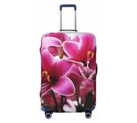 QMNEHJ Travel Luggage Cover Lily Flowers Suitcase Cover Protector Elastic Luggage Protector Anti-Scratch Travel Baggage Covers Waterproof Suitcase Sleeve Fits 18-32 Inch Suitcases, Black, XL