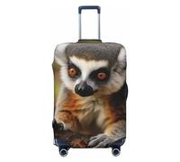 QMNEHJ Travel Luggage Cover Monkey Lemur Cute Suitcase Cover Protector Elastic Luggage Protector Anti-Scratch Travel Baggage Covers Waterproof Suitcase Sleeve Fits 18-32 Inch Suitcases, Black, M