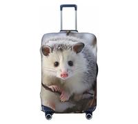 QMNEHJ Travel Luggage Cover Opossum In Snow Suitcase Cover Protector Elastic Luggage Protector Anti-Scratch Travel Baggage Covers Waterproof Suitcase Sleeve Fits 18-32 Inch Suitcases, Black, L