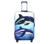 QMNEHJ Travel Luggage Cover Orca Killer Whale Suitcase Cover Protector Elastic Luggage Protector Anti-Scratch Travel Baggage Covers Waterproof Suitcase Sleeve Fits 18-32 Inch Suitcases, Black, M