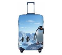 QMNEHJ Travel Luggage Cover Penguin Antarctica Ice Suitcase Cover Protector Elastic Luggage Protector Anti-Scratch Travel Baggage Covers Waterproof Suitcase Sleeve Fits 18-32 Inch Suitcases, Black, L