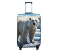 QMNEHJ Travel Luggage Cover Polar Bear Ice Suitcase Cover Protector Elastic Luggage Protector Anti-Scratch Travel Baggage Covers Waterproof Suitcase Sleeve Fits 18-32 Inch Suitcases, Black, M