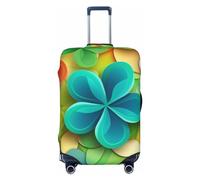 QMNEHJ Travel Luggage Cover Rainbow Circle Shamrock Suitcase Cover Protector Elastic Luggage Protector Anti-Scratch Travel Baggage Covers Waterproof Suitcase Sleeve Fits 18-32 Inch Suitcases, Black, S