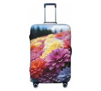 QMNEHJ Travel Luggage Cover Rainbow Flower Sea Suitcase Cover Protector Elastic Luggage Protector Anti-Scratch Travel Baggage Covers Waterproof Suitcase Sleeve Fits 18-32 Inch Suitcases, Black, M