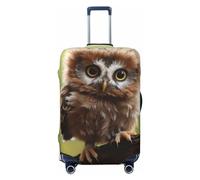 QMNEHJ Travel Luggage Cover Real Cute Owls Suitcase Cover Protector Elastic Luggage Protector Anti-Scratch Travel Baggage Covers Waterproof Suitcase Sleeve Fits 18-32 Inch Suitcases, Black, S