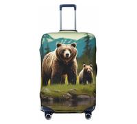 QMNEHJ Travel Luggage Cover River Bear Mom Suitcase Cover Protector Elastic Luggage Protector Anti-Scratch Travel Baggage Covers Waterproof Suitcase Sleeve Fits 18-32 Inch Suitcases, Black, M