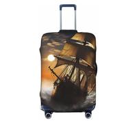 QMNEHJ Travel Luggage Cover Sailing ship in storm Suitcase Cover Protector Elastic Luggage Protector Anti-Scratch Travel Baggage Covers Waterproof Suitcase Sleeve Fits 18-32 Inch Suitcases, Black, XL