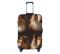 QMNEHJ Travel Luggage Cover Shelties Suitcase Cover Protector Elastic Luggage Protector Anti-Scratch Travel Baggage Covers Waterproof Suitcase Sleeve Fits 18-32 Inch Suitcases, Black, L