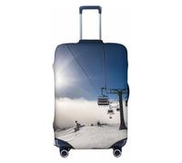 QMNEHJ Travel Luggage Cover Ski Lift at Sunshine Suitcase Cover Protector Elastic Luggage Protector Anti-Scratch Travel Baggage Covers Waterproof Suitcase Sleeve Fits 18-32 Inch Suitcases, Black, L