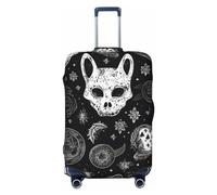 QMNEHJ Travel Luggage Cover Skull Cat Moon Gothic Suitcase Cover Protector Elastic Luggage Protector Anti-Scratch Travel Baggage Covers Waterproof Suitcase Sleeve Fits 18-32 Inch Suitcases, Black, XL